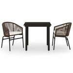 vidaXL Ensemble à manger de jardin 3 Pièces Marron