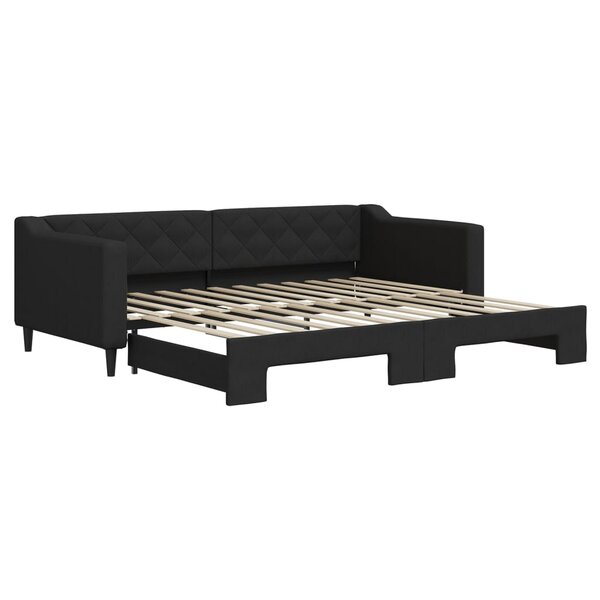vidaXL Lit de jour avec lit gigogne noir 90x200 cm tissu