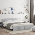 vidaXL Cadre de lit avec tête de lit gris béton 180x200 cm