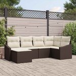 vidaXL Ensemble de canapé de jardin 6 Pièces Marron Poly rotin