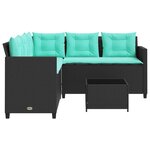 vidaXL Canapé de jardin avec table et coussins en forme de L noir