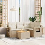 vidaXL Salon de jardin avec coussins 5 Pièces beige résine tressée