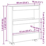 vidaXL Meuble Salle de Bain Étroit Avec Roues Chêne Noir Bois Stratifié