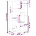 vidaXL Cloison de séparation vieux bois 100x33x175cm bois d'ingénierie