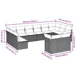 vidaXL Salon de jardin avec coussins 12 Pièces marron résine tressée