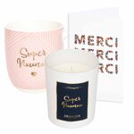 Lot cadeau Bougie  Mug Super nounou & carte Merci