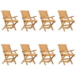 vidaXL Chaises de jardin pliantes lot de 8 56x63x90cm bois massif teck