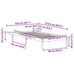 vidaXL Cadre de lit avec tables de chevet Naturel 100 x 210 cm