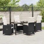 vidaXL Ensemble de salle à manger de jardin 5 pièces avec coussins en rotin noir