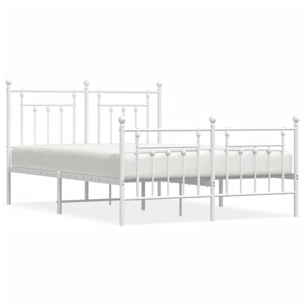 vidaXL Cadre de lit métal sans matelas et pied de lit blanc 140x190 cm