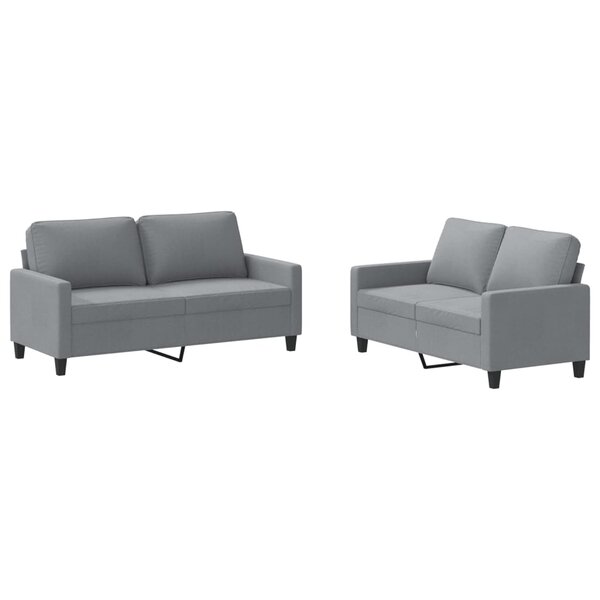 vidaXL Ensemble de canapés 2 Pièces avec coussins Gris clair Tissu