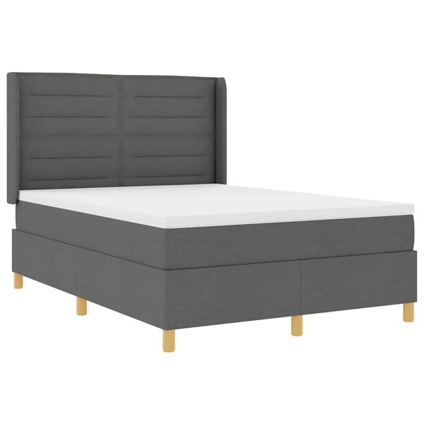 vidaXL Lit à ressorts avec bandes LED Gris 140 x 200 cm tissu