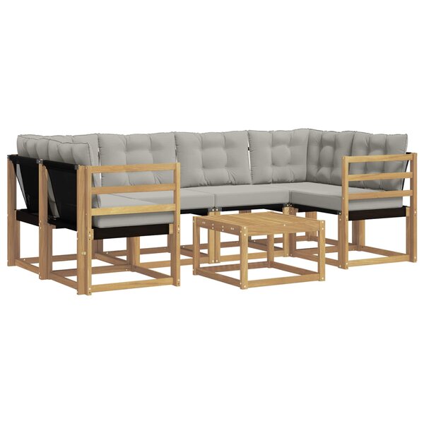 vidaXL Ensemble de canapés d'extérieur 7 Pièces Blanc et gris clair