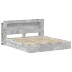 vidaXL Cadre de lit avec rangement avec tiroir Gris béton 200 x 200 cm