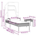 vidaXL Chaise longue avec auvent et table marron résine tressée