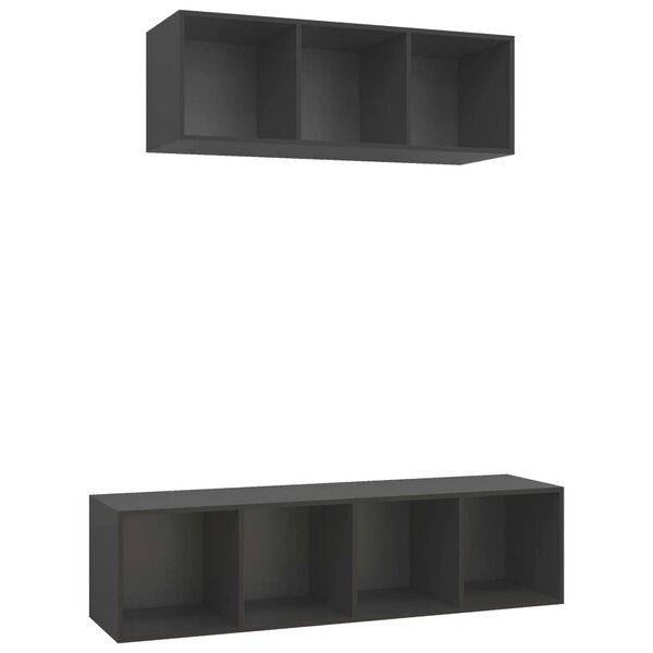 vidaXL Ensemble de meubles TV 2 Pièces Gris Bois d'ingénierie