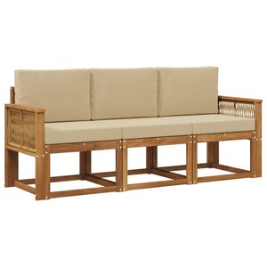 vidaXL Ensemble de canapés d'extérieur 3 pc Naturel et Beige Polyester