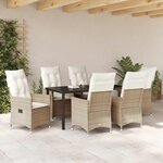 vidaXL Ensemble de salle à manger pour jardin 7 Pièces Beige Poly rotin