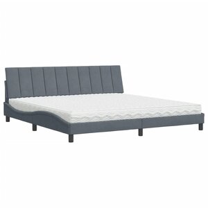 vidaXL Lit avec matelas Hanko gris foncé 200x200 cm velours
