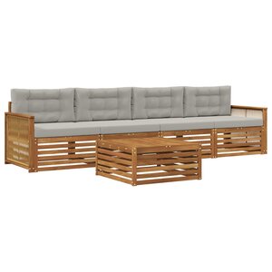 vidaXL Ensemble de canapés d'extérieur 5 pc Naturel et gris clair