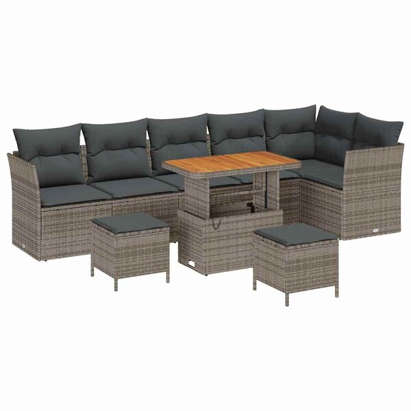 vidaXL Ensemble de canapé de jardin 9 Pièces Gris polyrotin