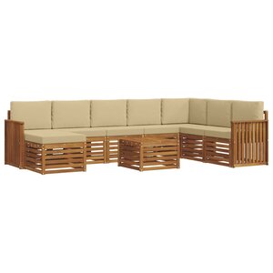 vidaXL Ensemble de canapés d'extérieur 9 Pièces Naturel et Beige