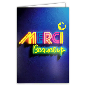 Carte FLUO Texte NÉON MERCI Beaucoup Remerciements avec Enveloppe 12x17,5cm