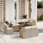 vidaXL Salon de jardin avec coussins 9 Pièces beige résine tressée