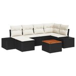 vidaXL Ensemble de canapé de jardin 7 Pièces Noir  blanc