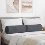 vidaXL Coussins d'accent 2 Pièces Gris foncé Ø 25 x 70 cm