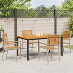 Ensemble de salle à manger jardin 5 pièces vidaXL Beige Poly Rattan Acacia