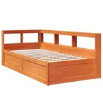 vidaXL Lit bibliothèque sans matelas cire marron 90x190 cm pin massif