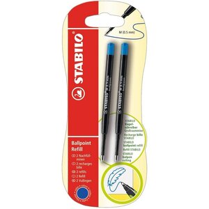 Blister de 2 recharges stylo bille bleu STABILO
