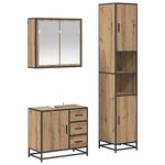 vidaXL Ensemble de mobilier de salle de bain 3 Pièces Chêne artisanal
