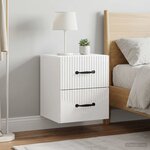 vidaXL Cabinet de chevet mural 2 Pièces Blanc brillant 34 5 x 33 x 40 cm