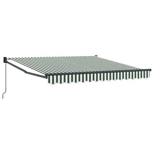 vidaXL Store Rétractable Manuel Vert et Blanc 350x250 cm