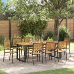 vidaXL Ensemble de salle à manger de jardin 9 pièces en poly rotin noir acacia