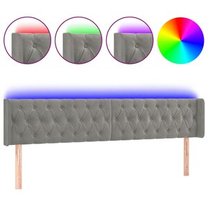 vidaXL Tête de lit à LED Gris clair 183x16x78/88 cm Velours