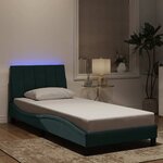 vidaXL Cadre de lit avec LED sans matelas Hanko vert foncé 90x200 cm velours