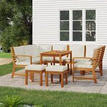 vidaXL Ensemble à manger de jardin coussins 9 Pièces Bois acacia