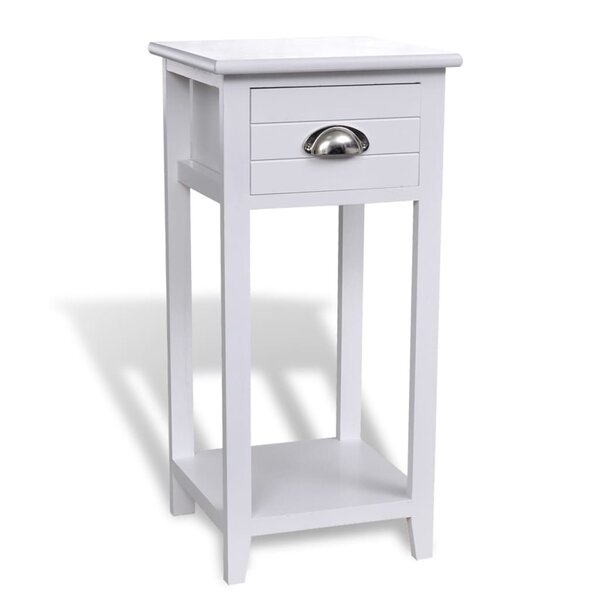 vidaXL Table de chevet avec 1 tiroir Blanc