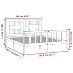 vidaXL Cadre de lit avec tête de lit blanc bois pin massif 160x200 cm