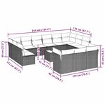 vidaXL Salon de jardin avec coussins 14 Pièces gris clair résine tressée