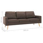 vidaXL Canapé à 3 places Marron Tissu