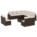 vidaXL Salon de jardin avec coussins 12 Pièces marron résine tressée