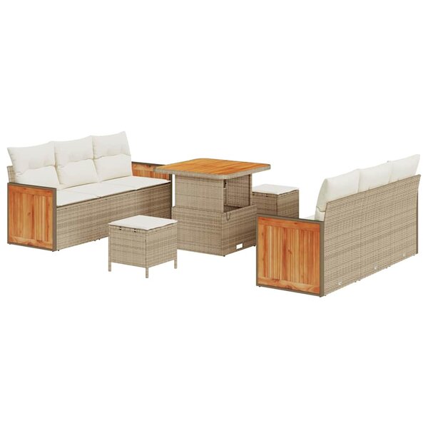 vidaXL Ensemble de canapé de jardin 9 Pièces Beige  Crème 80 x 80 x 71 cm