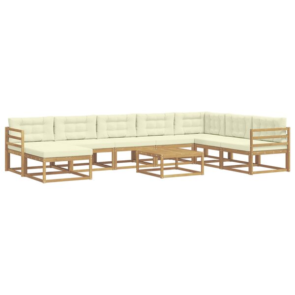 vidaXL Ensemble de canapés d'extérieur 9 Pièces Blanc et crème