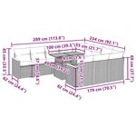 vidaXL Salon de jardin 11 Pièces avec coussins gris résine tressée