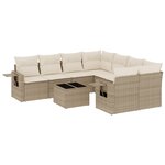 vidaXL Salon de jardin avec coussins 9 Pièces beige résine tressée