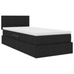 vidaXL Lit avec rangement et LED avec matelas Noir 90 x 200 cm tissu